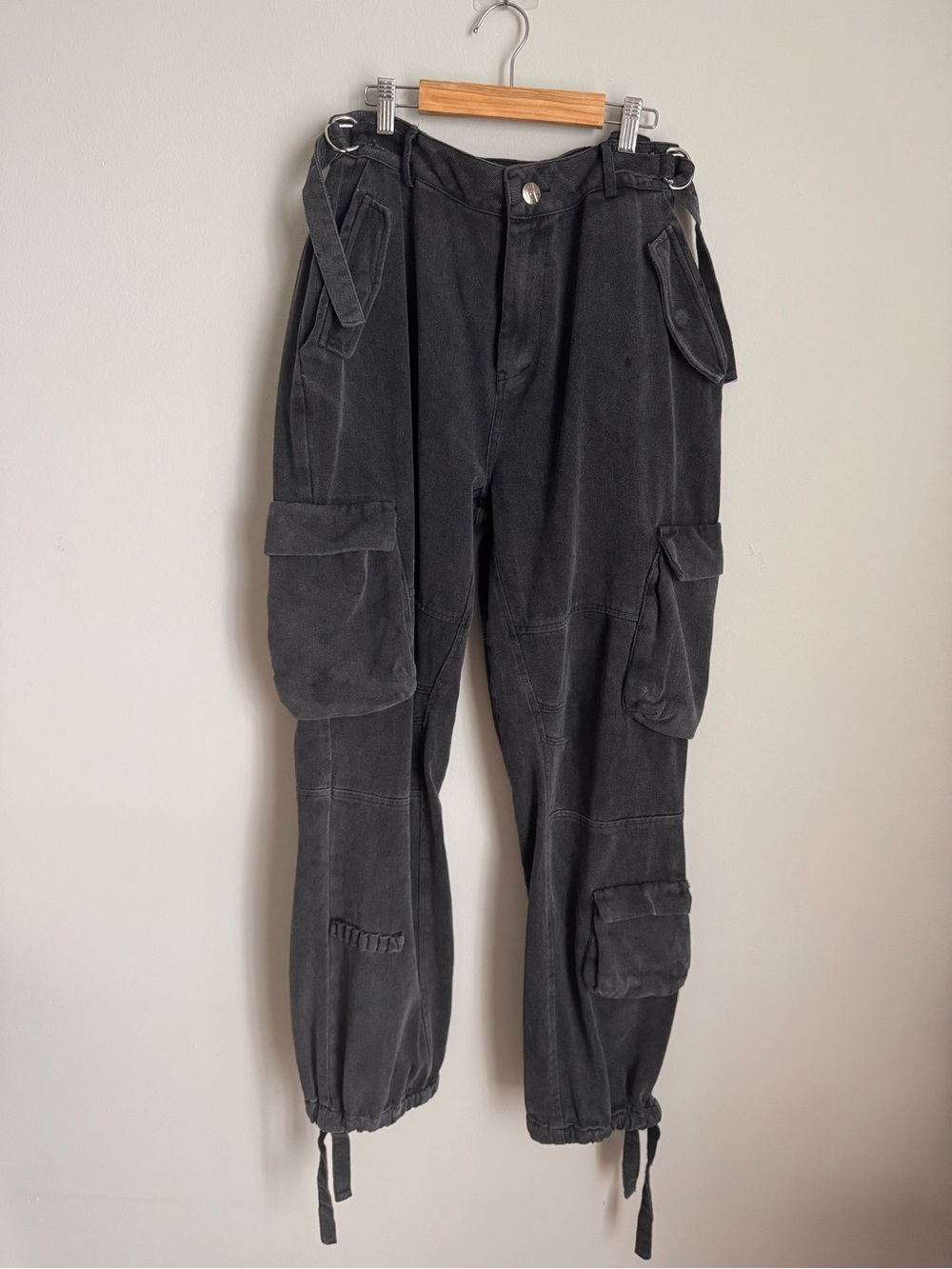 Manière De Voir Washed Black Cargo Utility Jogger Pants Streetwear Size M - Picture 8 of 16